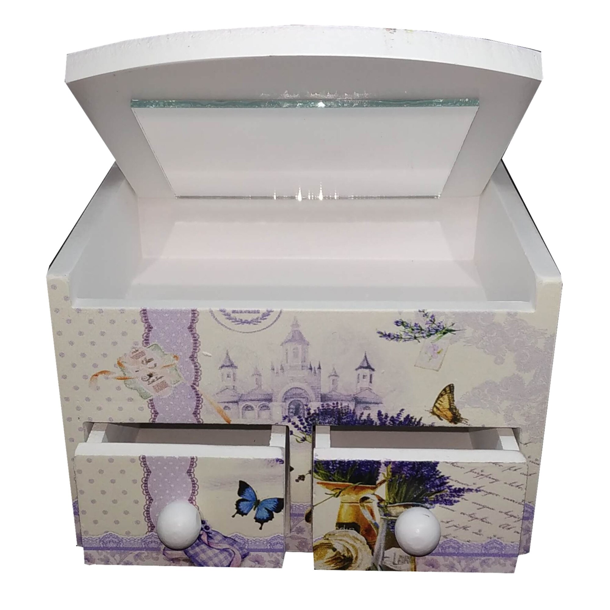 Cutie bijuterii 11 cm , cu oglinda si sertare, ClauM